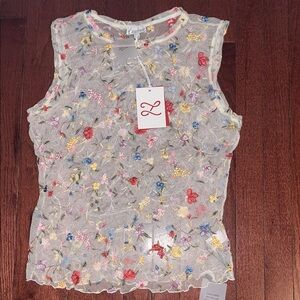 Floral Embroidered Sheer Top